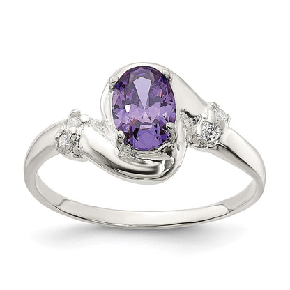 Sterlingsilber Lila Oval Zirkonia Ring