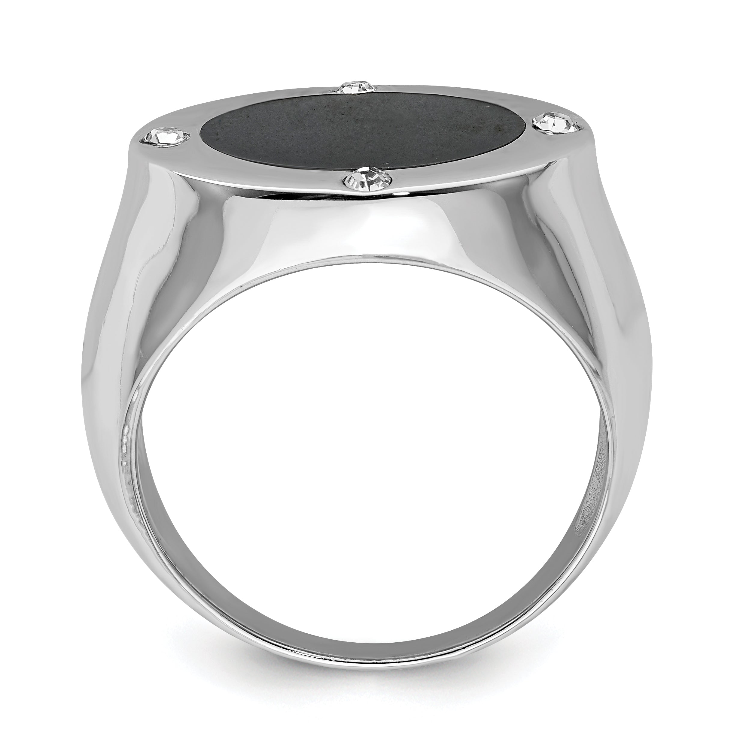 Sterlingsilber Rhodiniert Schwarz Synthetisch Onyx & Zirkonia Ring