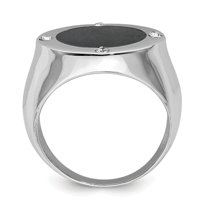 Sterlingsilber Rhodiniert Schwarz Synthetisch Onyx & Zirkonia Ring