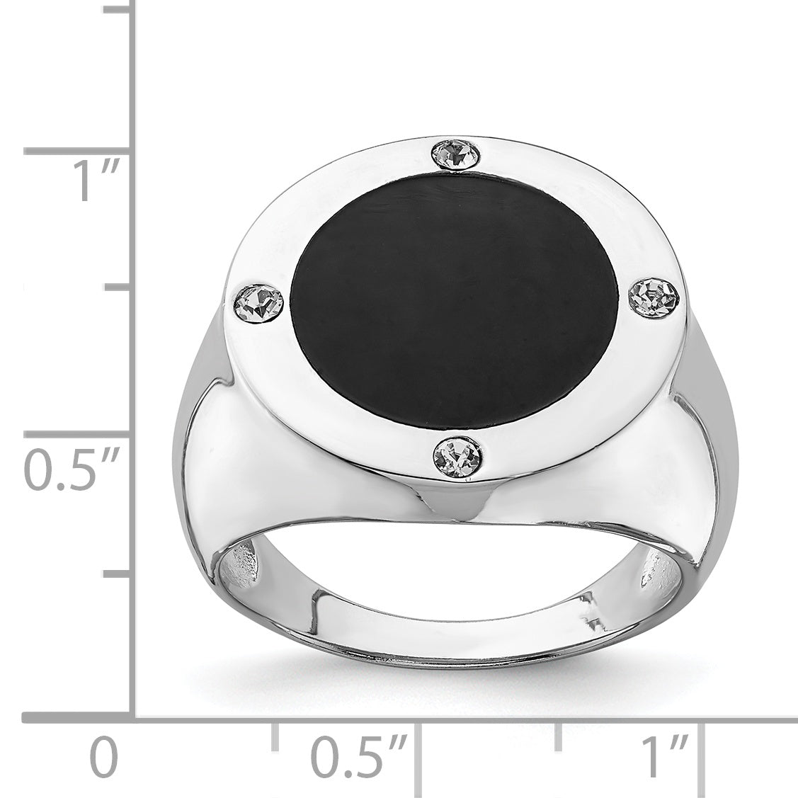 Sterlingsilber Rhodiniert Schwarz Synthetisch Onyx & Zirkonia Ring