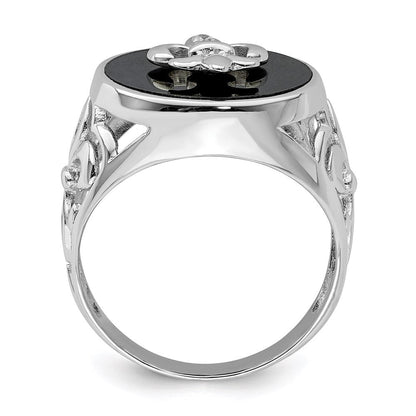 Sterlingsilber Rhodiniert Zirkonia Schwarz Onyx Ring