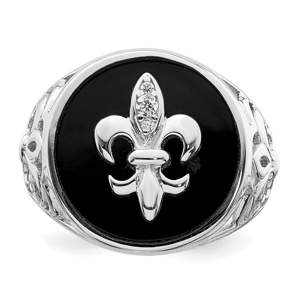 Sterlingsilber Rhodiniert Zirkonia Schwarz Onyx Ring