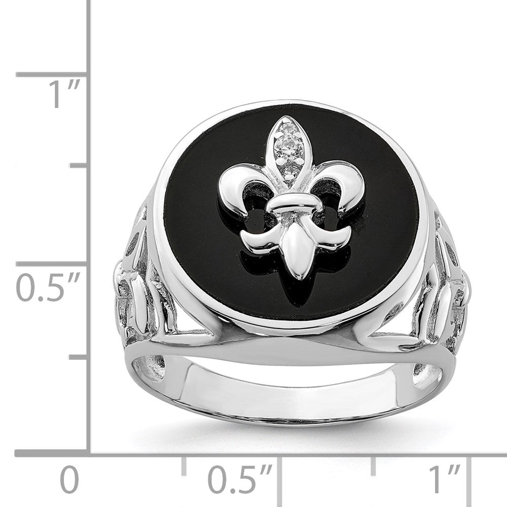 Sterlingsilber Rhodiniert Zirkonia Schwarz Onyx Ring