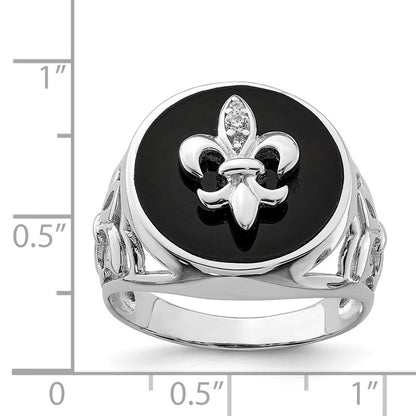 Sterlingsilber Rhodiniert Zirkonia Schwarz Onyx Ring
