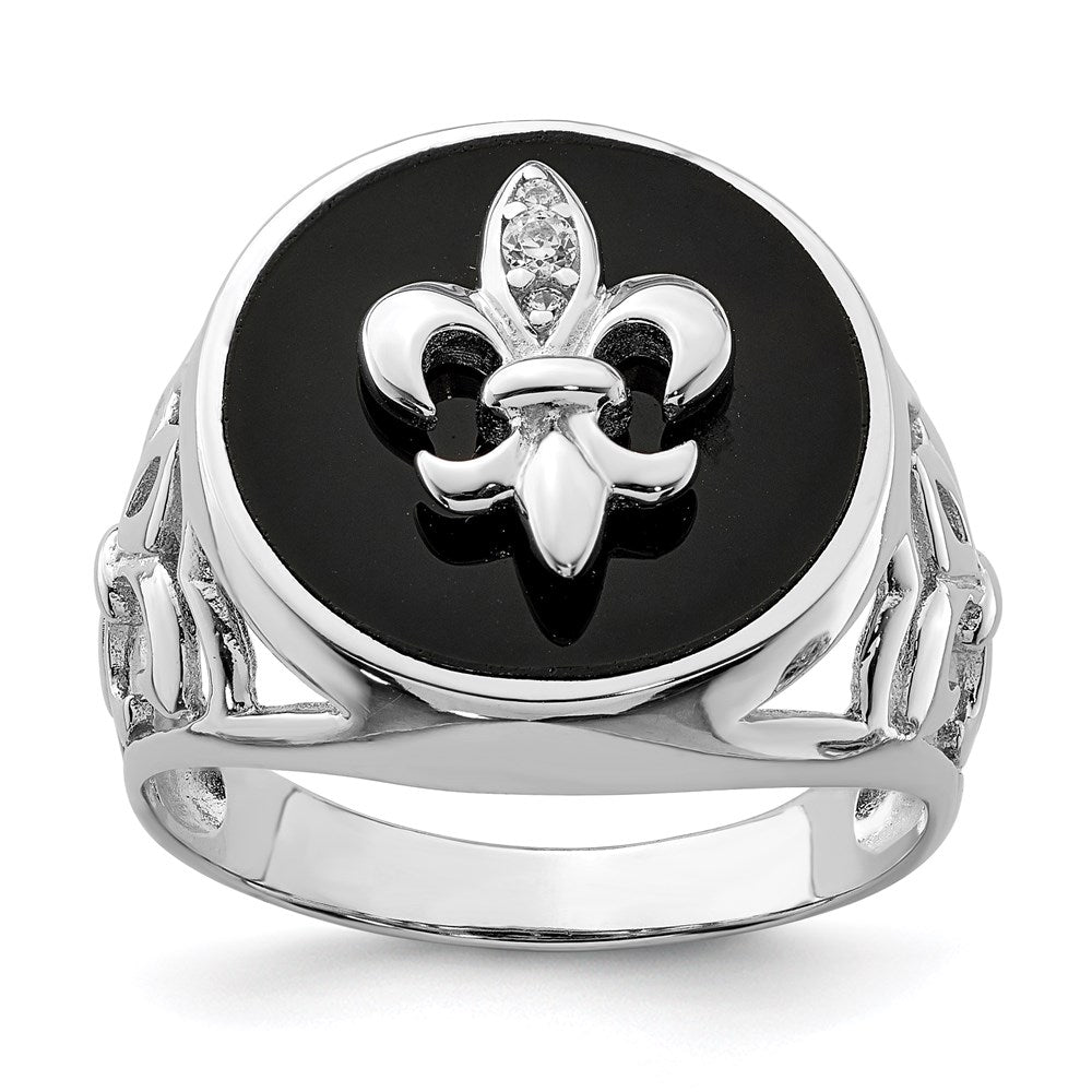 Sterlingsilber Rhodiniert Zirkonia Schwarz Onyx Ring