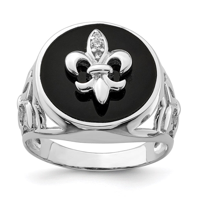 Sterlingsilber Rhodiniert Zirkonia Schwarz Onyx Ring