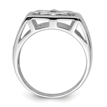 Sterlingsilber Rhodiniert Zirkonia Fleur De Lis Ring