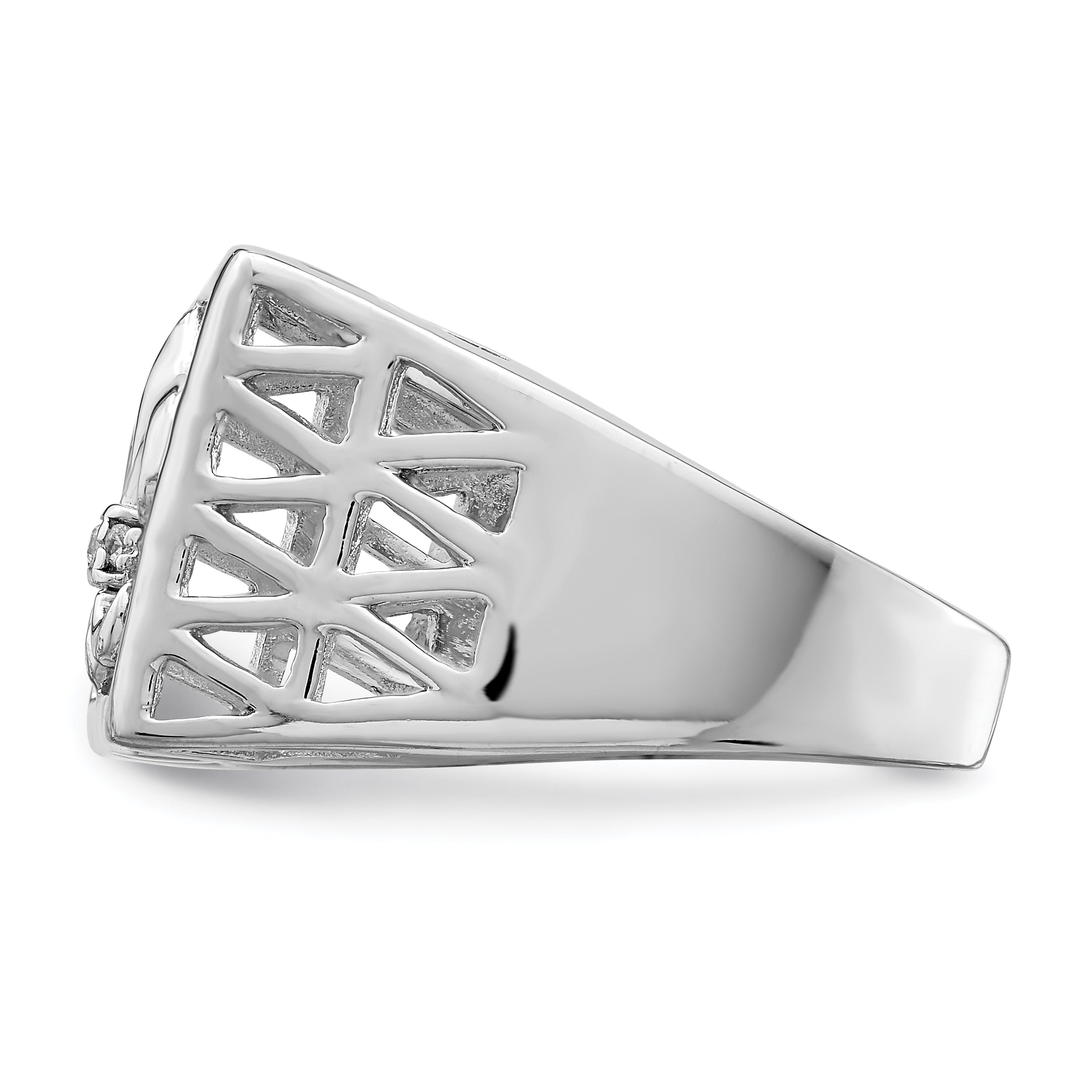 Sterlingsilber Rhodiniert Zirkonia Fleur De Lis Ring