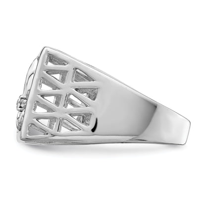 Sterlingsilber Rhodiniert Zirkonia Fleur De Lis Ring