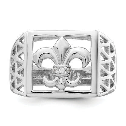 Sterlingsilber Rhodiniert Zirkonia Fleur De Lis Ring