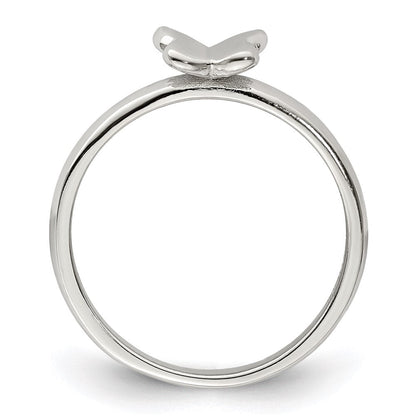 Sterlingsilber Rhodiniert Poliert Schmetterling Kinder Ring