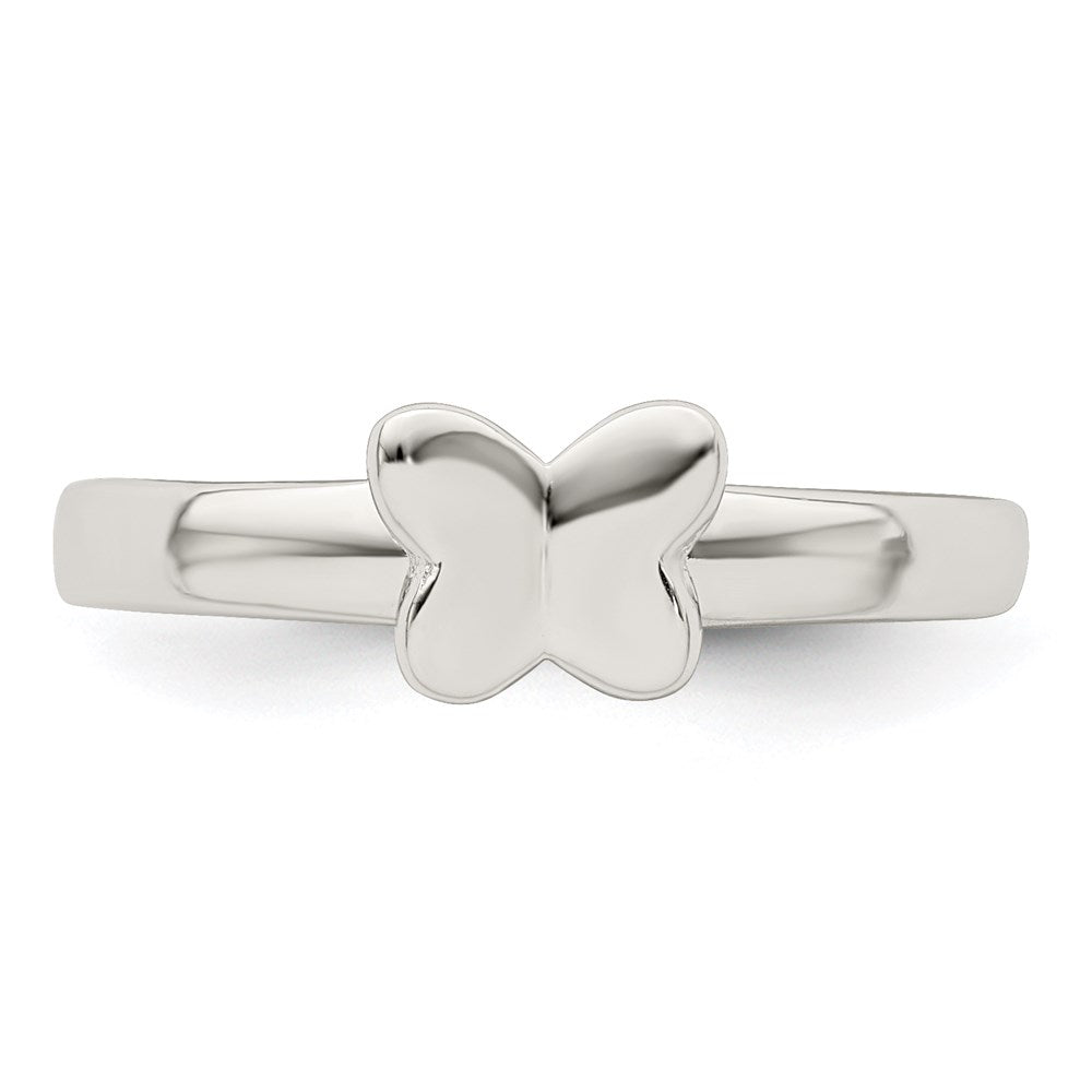 Sterlingsilber Rhodiniert Poliert Schmetterling Kinder Ring