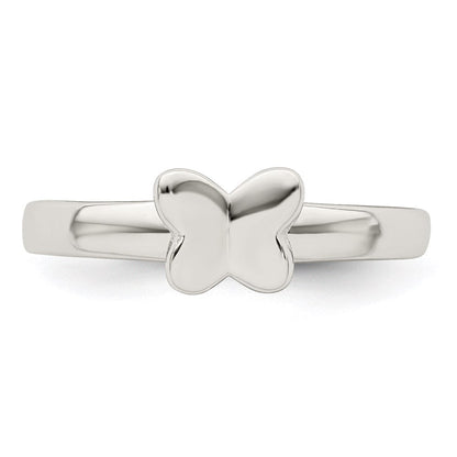 Sterlingsilber Rhodiniert Poliert Schmetterling Kinder Ring