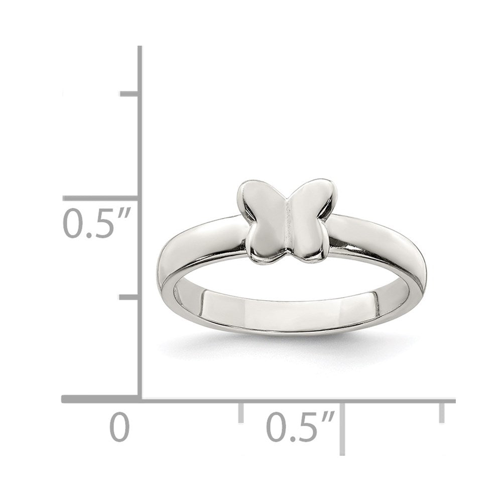 Sterlingsilber Rhodiniert Poliert Schmetterling Kinder Ring