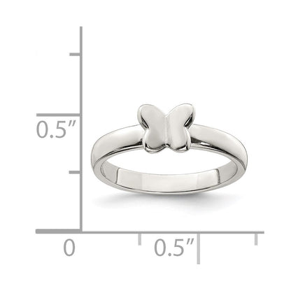 Sterlingsilber Rhodiniert Poliert Schmetterling Kinder Ring