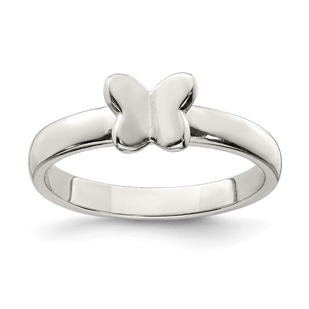 Sterlingsilber Rhodiniert Poliert Schmetterling Kinder Ring