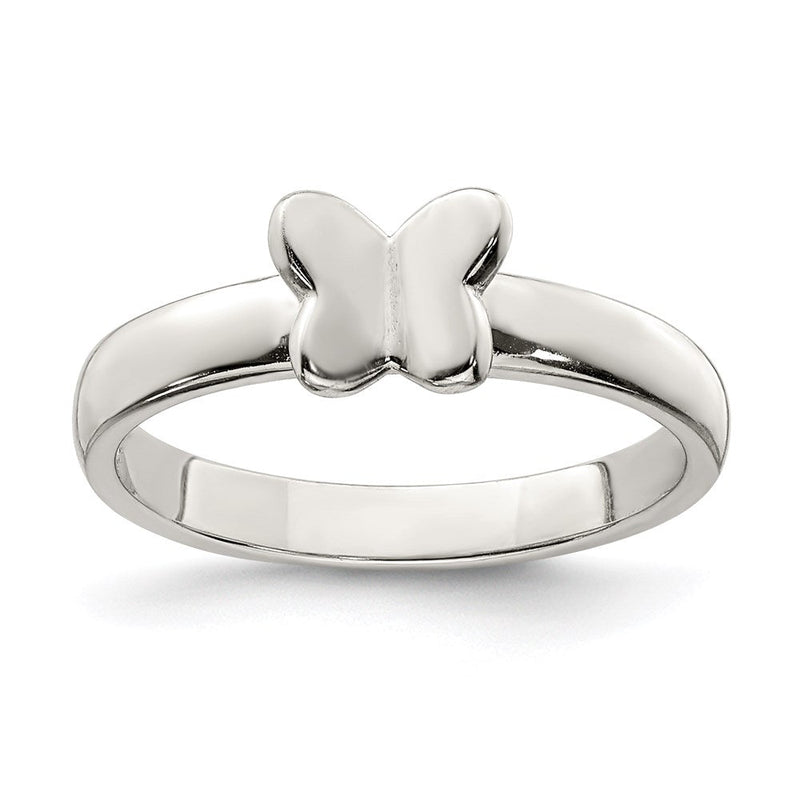 Sterlingsilber Rhodiniert Poliert Schmetterling Kinder Ring