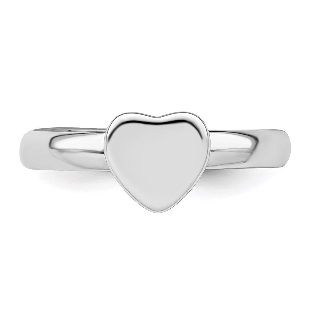 Sterlingsilber Rhodiniert Poliert Herz Kinder Ring