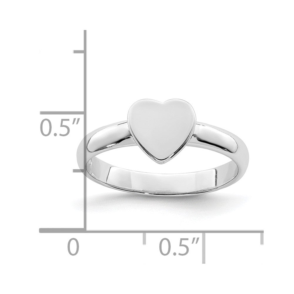 Sterlingsilber Rhodiniert Poliert Herz Kinder Ring