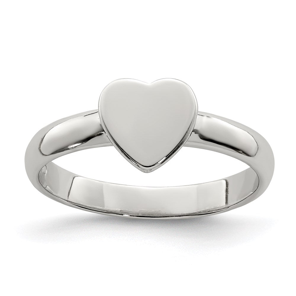 Sterlingsilber Rhodiniert Poliert Herz Kinder Ring