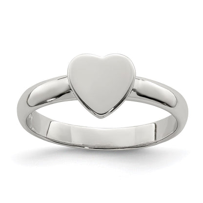Sterlingsilber Rhodiniert Poliert Herz Kinder Ring