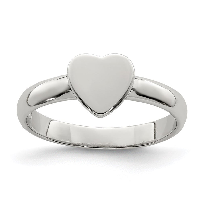 Sterlingsilber Rhodiniert Poliert Herz Kinder Ring