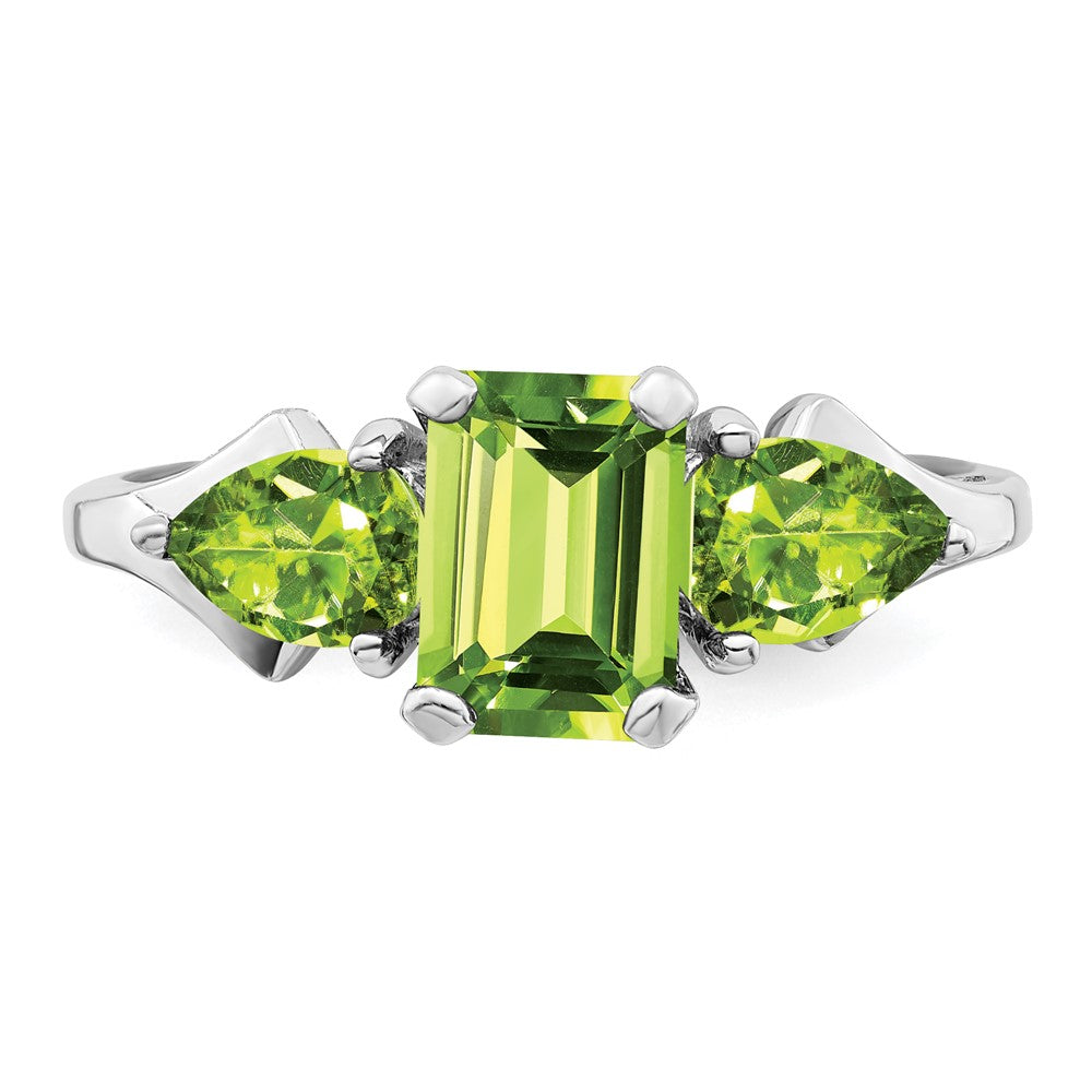 Sterlingsilber Rhodium Peridot Ring (size 9 Nur)