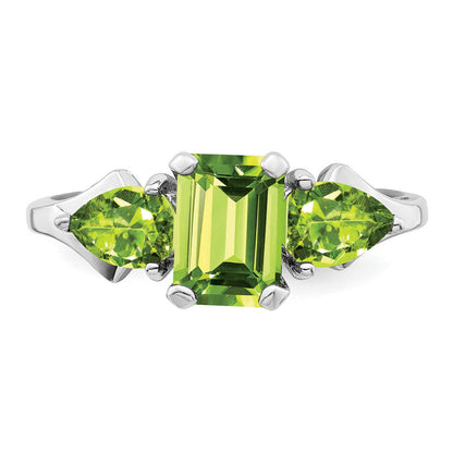 Sterlingsilber Rhodium Peridot Ring (size 9 Nur)