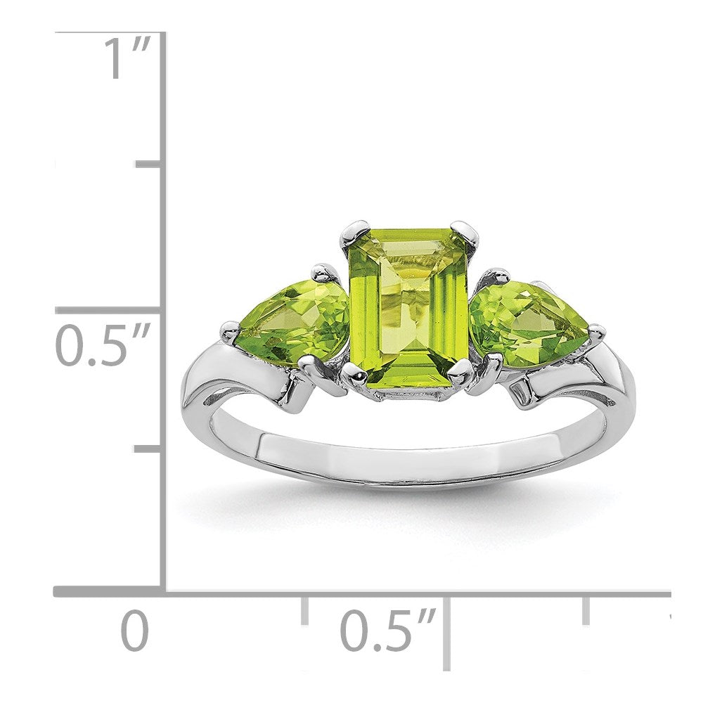 Sterlingsilber Rhodium Peridot Ring (size 9 Nur)