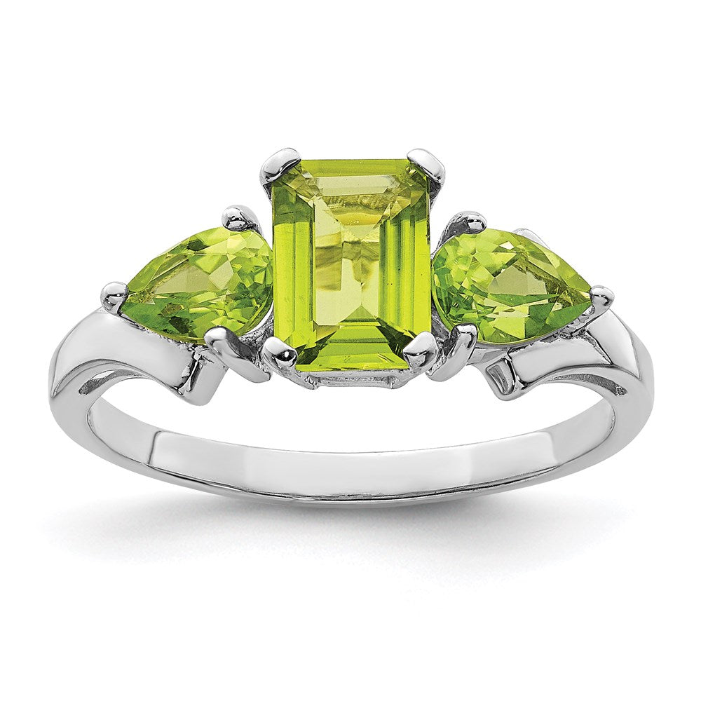 Sterlingsilber Rhodium Peridot Ring (size 9 Nur)