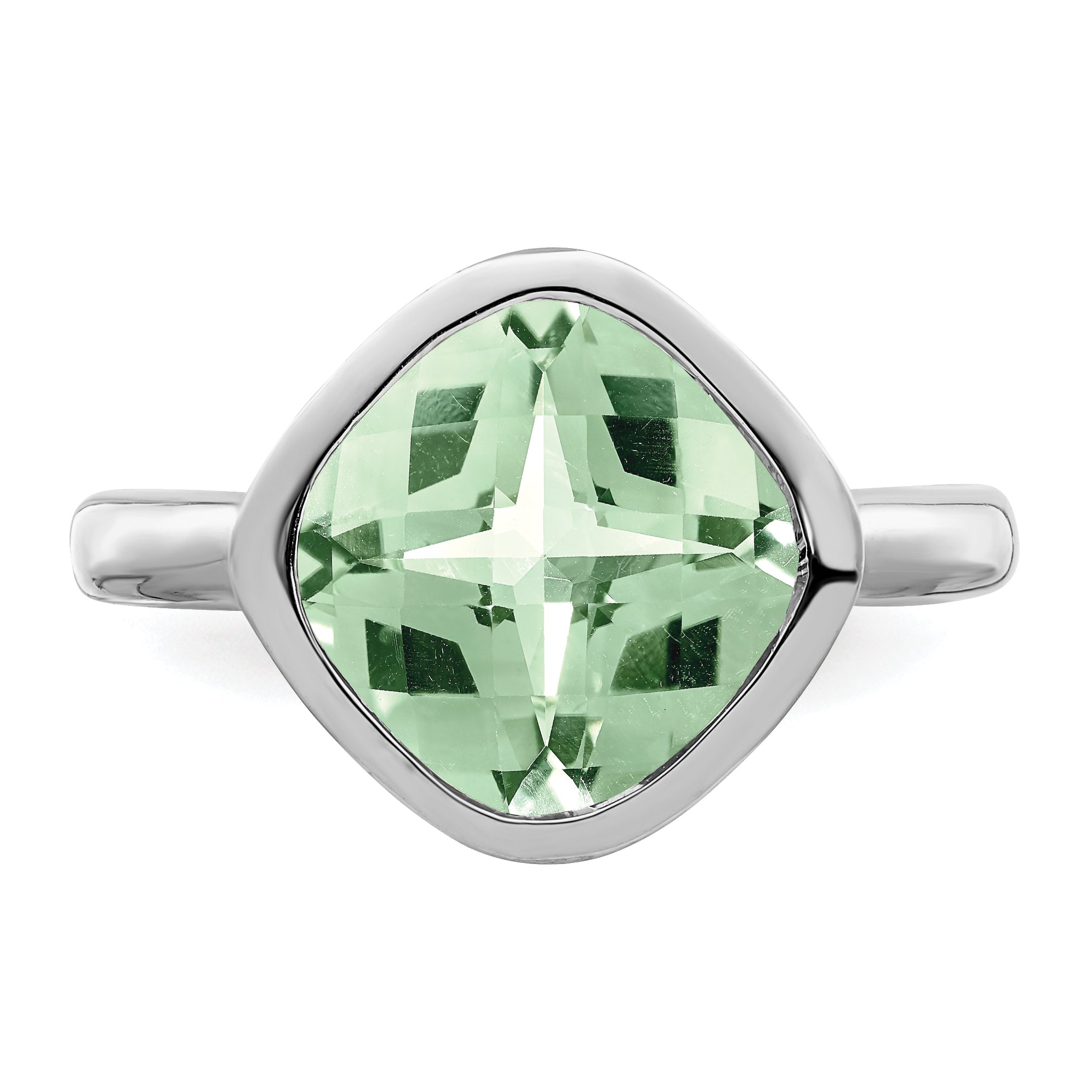 Sterlingsilber Rhodium Grün Quarz Ring