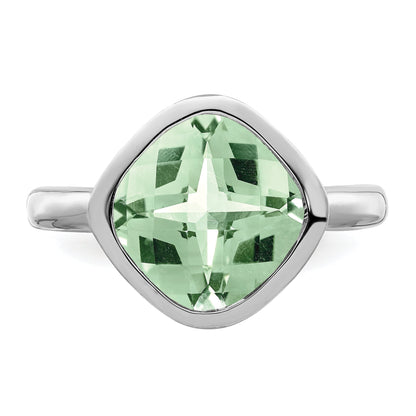 Sterlingsilber Rhodium Grün Quarz Ring