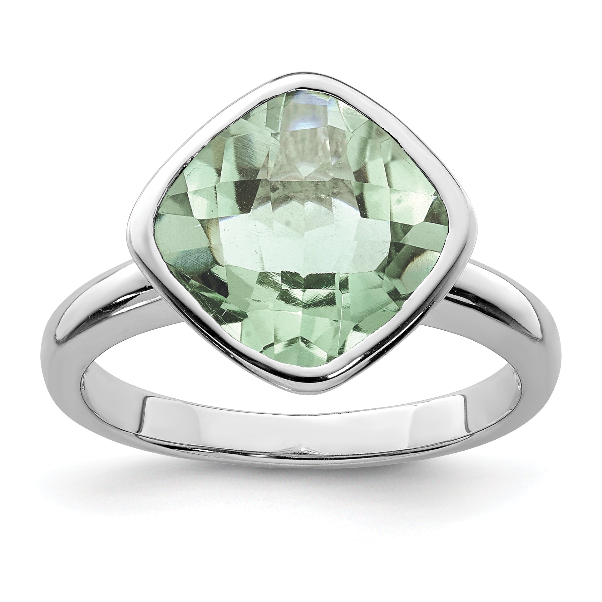 Sterlingsilber Rhodium Grün Quarz Ring
