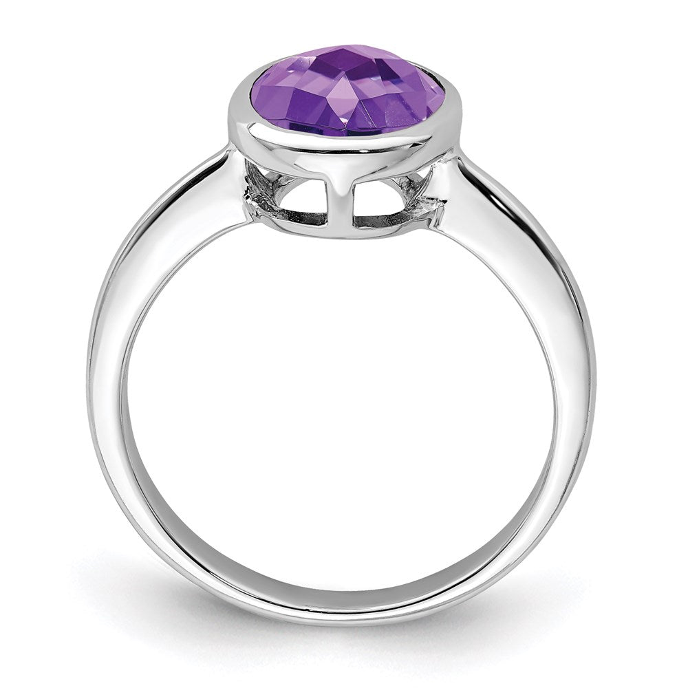 Sterlingsilber Rhodiniert Amethyst Ring (size 9 Nur)
