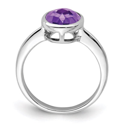 Sterlingsilber Rhodiniert Amethyst Ring (size 9 Nur)