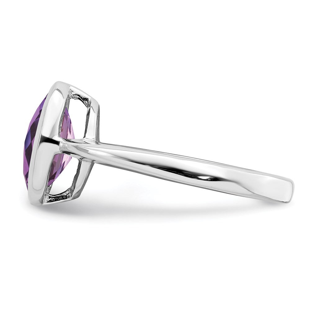 Sterlingsilber Rhodiniert Amethyst Ring (size 9 Nur)