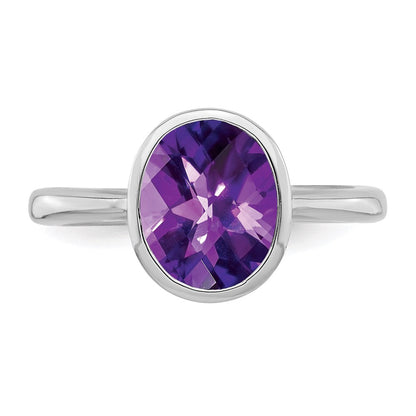 Sterlingsilber Rhodiniert Amethyst Ring (size 9 Nur)