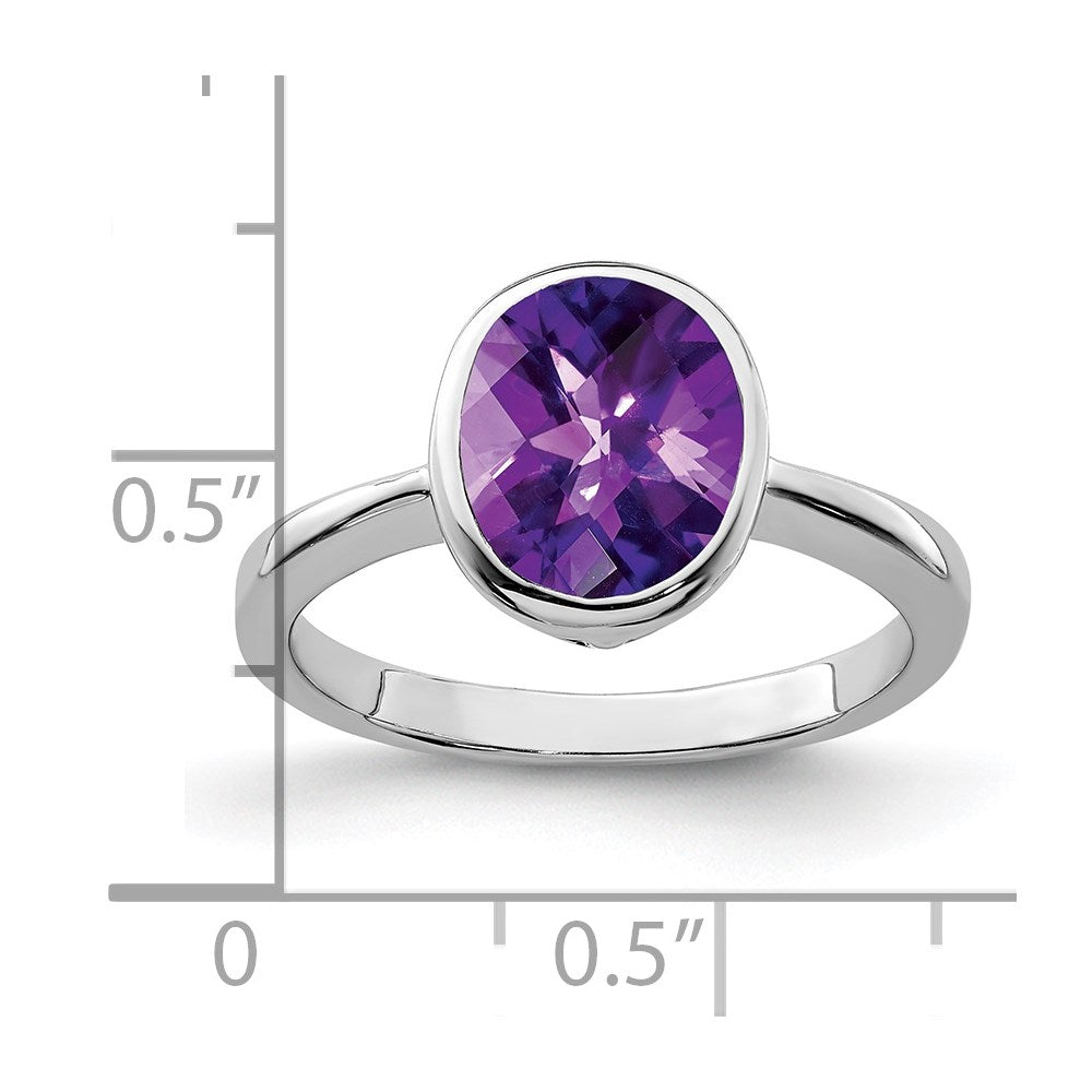 Sterlingsilber Rhodiniert Amethyst Ring (size 9 Nur)