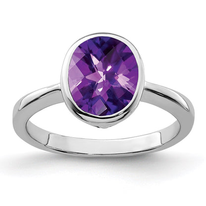 Sterlingsilber Rhodiniert Amethyst Ring (size 9 Nur)