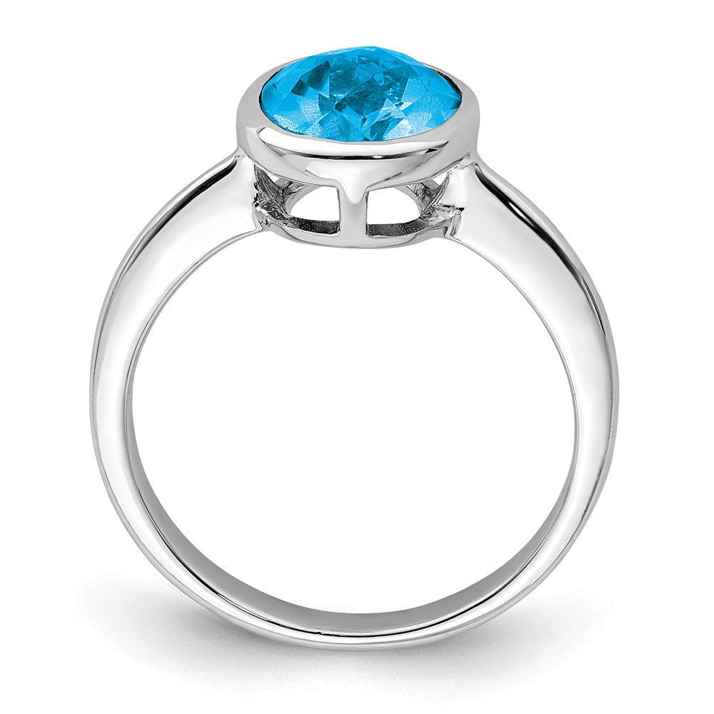 Sterlingsilber Rhodium Blautopas Ring (size 9 Nur)