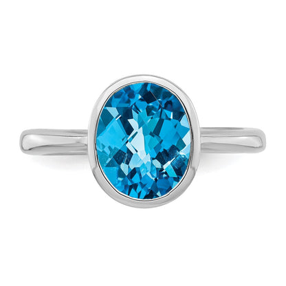 Sterlingsilber Rhodium Blautopas Ring (size 9 Nur)