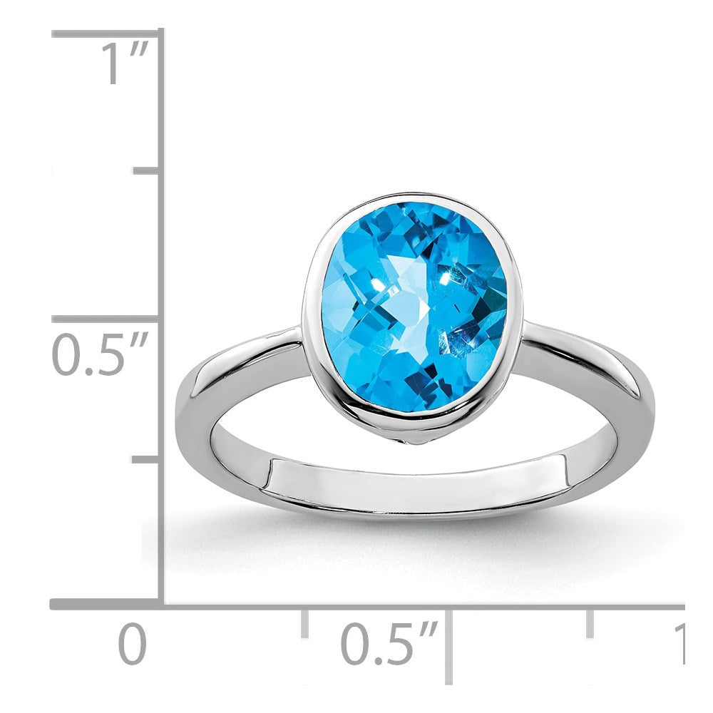 Sterlingsilber Rhodium Blautopas Ring (size 9 Nur)
