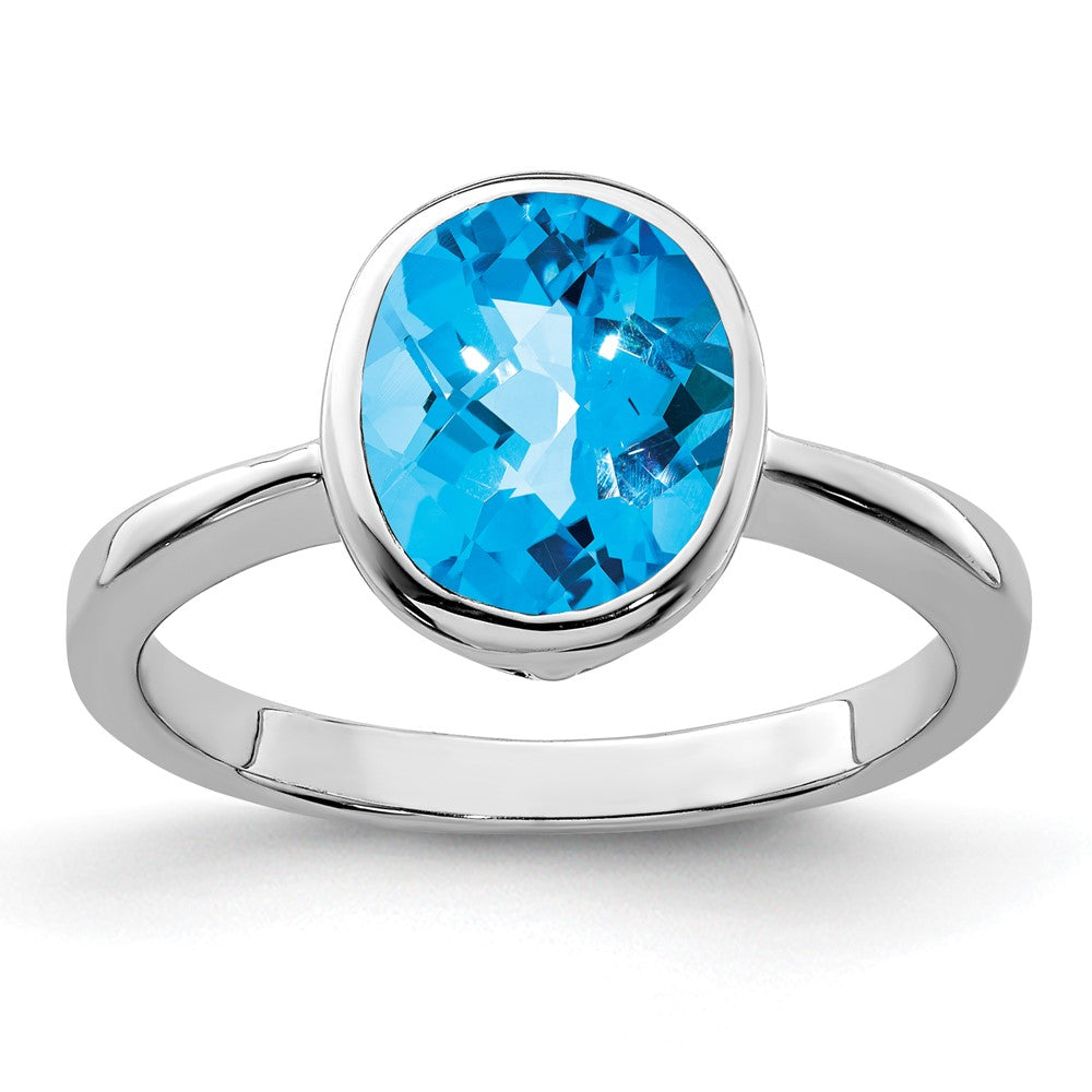 Sterlingsilber Rhodium Blautopas Ring (size 9 Nur)