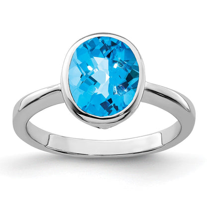 Sterlingsilber Rhodium Blautopas Ring (size 9 Nur)