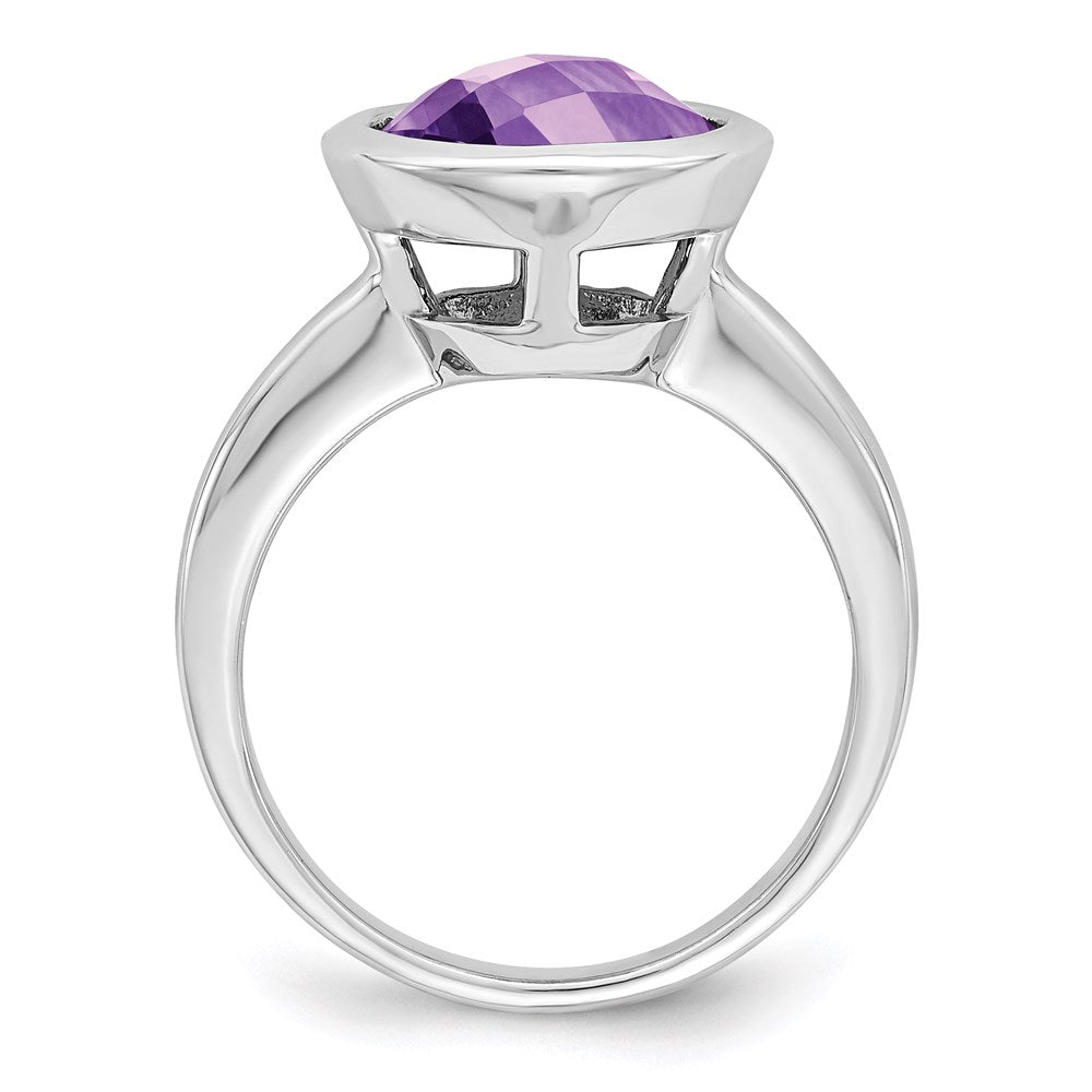 Sterlingsilber Rhodiniert Amethyst Ring (size 9 Nur)