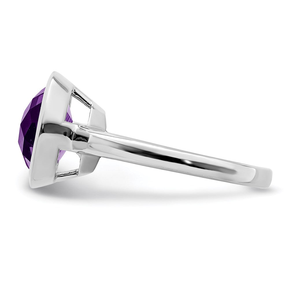 Sterlingsilber Rhodiniert Amethyst Ring (size 9 Nur)