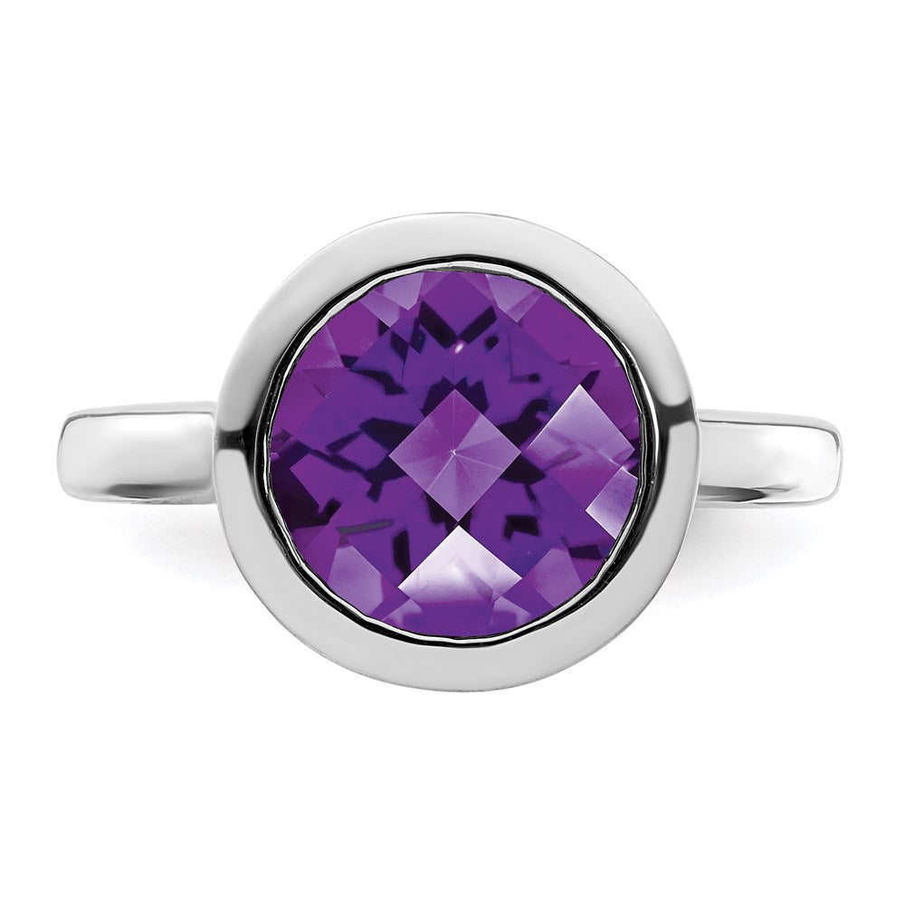 Sterlingsilber Rhodiniert Amethyst Ring (size 9 Nur)