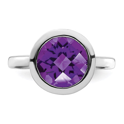 Sterlingsilber Rhodiniert Amethyst Ring (size 9 Nur)