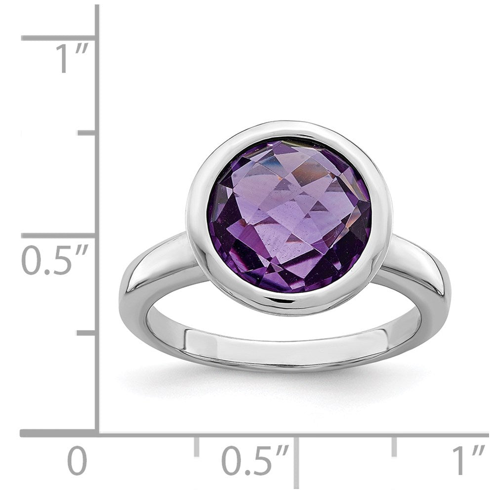 Sterlingsilber Rhodiniert Amethyst Ring (size 9 Nur)