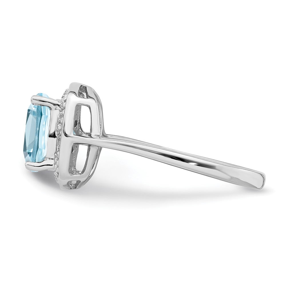 Sterlingsilber Rhodiniert Diamant & Licht Schweizer Blautopas Ring